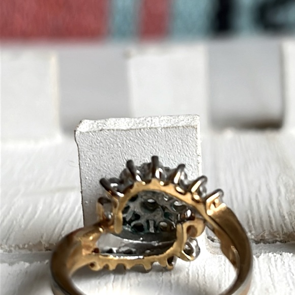 Andrea’s Vintage 14K Gold Plated Diamond Cluster Engagement Ring sz 6 - Picture 4 of 4